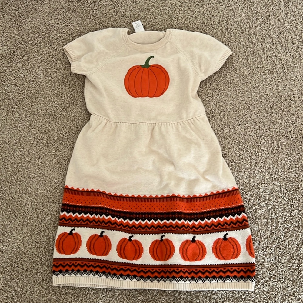 Girls Pumpkin Sweater Dress (12)
